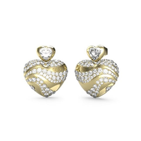 Guess In My Heart Crystal Drop Earrings JUBE04499JWYGT - Gold Tone