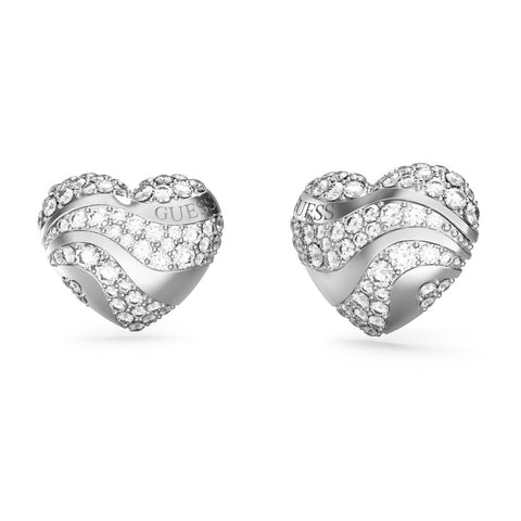 Guess Heart Waves Crystal Stud Earrings JUBE04504JWRH