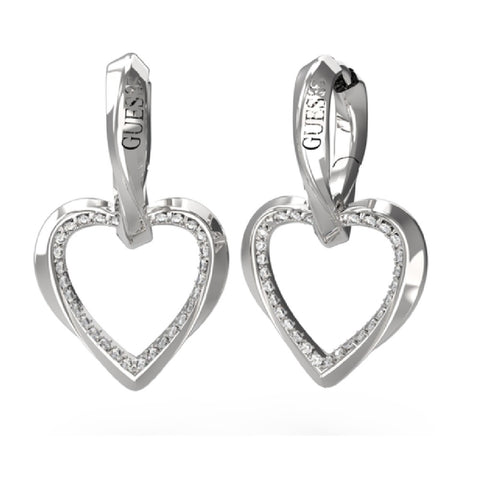 Guess Heart Crystal Drop Earrings JUBE04617JWRH