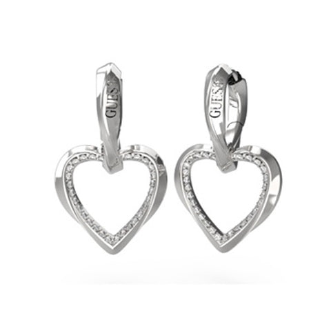 Guess Heart Crystal Drop Earrings JUBE04617JWRH