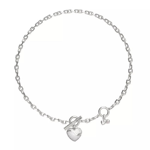 Guess Heart Waves Crystal Heart and T-Bar Necklace JUBN04494JWRHT