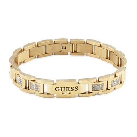 Guess Frontiers Gold Tone Stainless Steel Mens Bracelet JUMB01342JWYGT/U