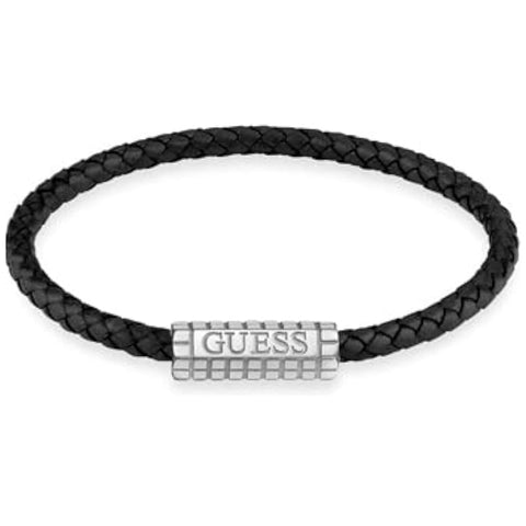 Guess Black Leather Mens Bracelet JUMB02141JWSTBKL