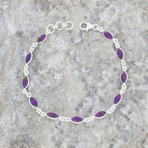 Purple Mohave Turquoise Sterling Silver Marquise Link Bracelet