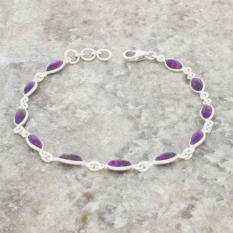 Purple Mohave Turquoise Sterling Silver Marquise Link Bracelet