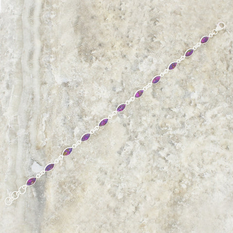 Purple Mohave Turquoise Sterling Silver Marquise Link Bracelet