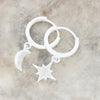 Diana North Star and Moon Huggie Hoop Earrings