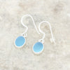 Samira Blue Chalcedony Sterling Silver Oval Drop Earrings