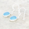 Samira Blue Chalcedony Sterling Silver Oval Drop Earrings