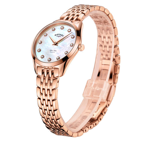Rotary Ultra Slim Diamond Set Ladies Watch LB08014/41/D | H&H Jewellers