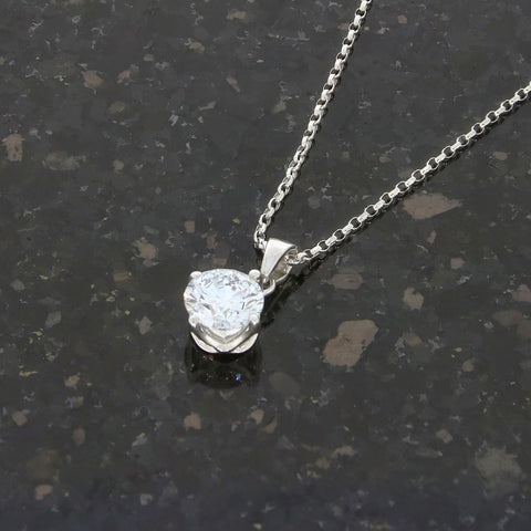 9ct White Gold 1.00cts Lab Grown Diamond Pendant and Chain | H&H