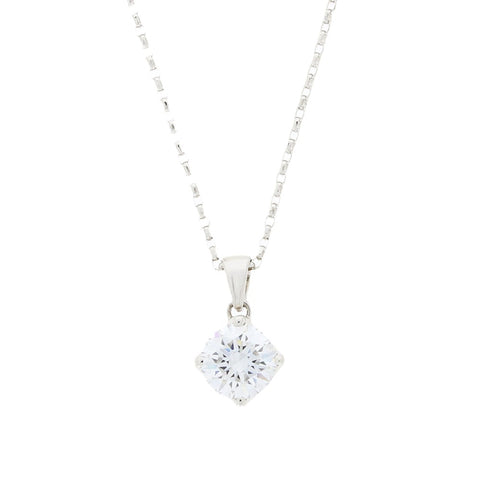 9ct White Gold 1.00cts Lab Grown Diamond Pendant and Chain | H&H