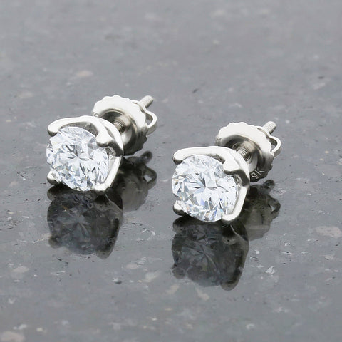 9ct White Gold 1.50cts Lab Grown Diamonds Solitaire Stud Earrings | H&H