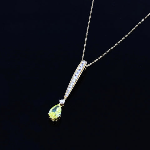 18ct Yellow Gold  Lab Grown Pear Shape Vivid Yellow Diamond Pendant With Chain