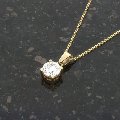 9ct Yellow Gold 1.46cts Lab Grown Diamond Pendant and Chain | H&H