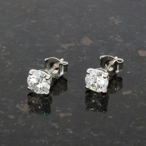 9ct White Gold 1.51cts Lab Created Brilliant Cut Diamond Stud Earrings | H&H