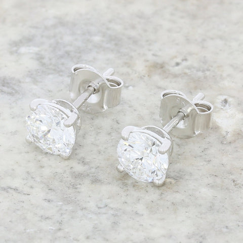 9ct White Gold 1.51cts Lab Created Brilliant Cut Diamond Stud Earrings | H&H