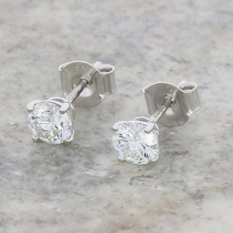 9ct White Gold 0.82cts Lab Created Brilliant Cut Diamond Earrings | H&H