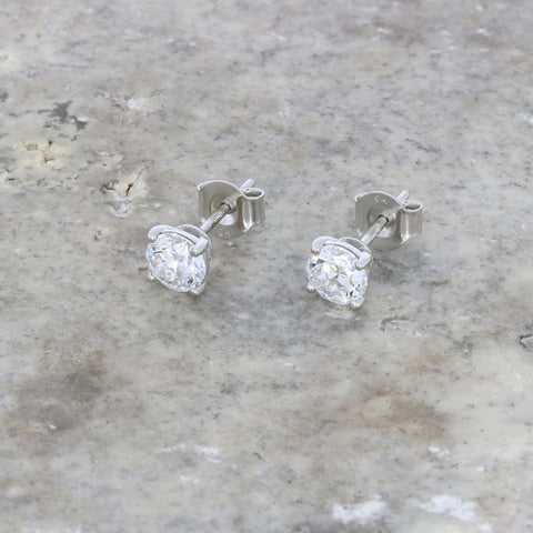 9ct White Gold 1.21cts Lab Created Brilliant Cut Diamond Stud Earrings | H&H