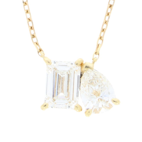 14ct Gold Toi Et Moi 1.70cts Lab Grown Diamond Pendant and Chain