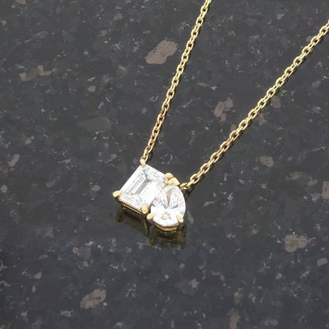 14ct Gold Toi Et Moi 1.70cts Lab Grown Diamond Pendant and Chain