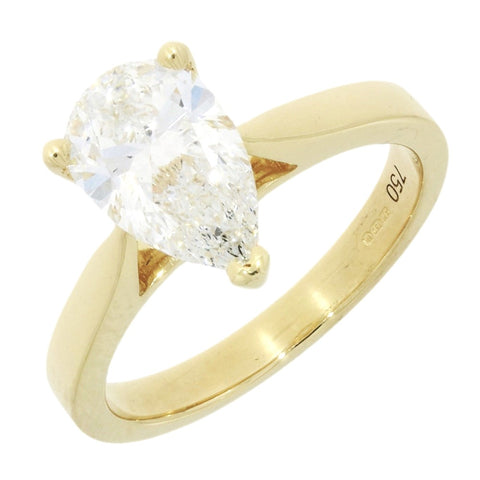 18ct Yellow Gold 1.76cts Lab Grown Pear Shape Diamond Ring | H&H