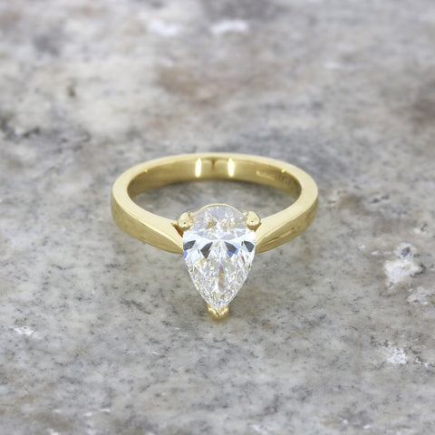 18ct Yellow Gold 1.76cts Lab Grown Pear Shape Diamond Ring | H&H