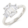 Platinum 2.39cts Lab Grown Diamond Emerald Cut Trilogy Ring