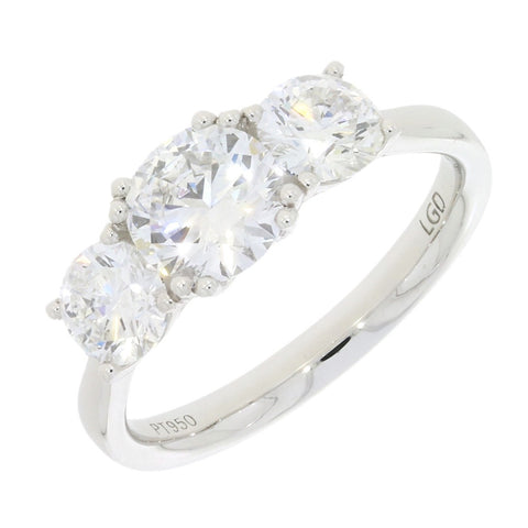 Platinum 2.06cts Lab Grown Diamond Brilliant Cut Three Stone Ring | H&H