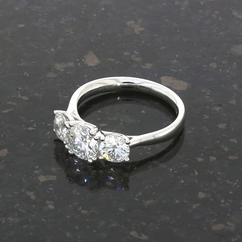 Platinum 2.06cts Lab Grown Diamond Brilliant Cut Three Stone Ring | H&H