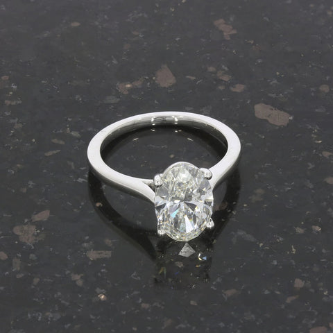 Platinum 2.56ct Oval Brilliant Cut Lab Grown Diamond Solitaire Ring | H&H