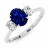 Platinum Lab Grown Sapphire and Diamond Three stone Ring