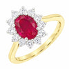 9ct Gold Lab Grown 1.62ct Ruby and Diamond Cluster Ring