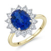 9ct Gold Lab Grown 3.05ct Sapphire and 0.83cts Diamond Cluster Ring