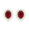 9ct Gold Lab Grown Ruby and Diamond Cluster Stud Earrings