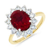 9ct Gold Lab Grown 3.43ct Ruby and 0.84ct Diamond Cluster Ring