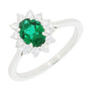 9ct White Gold Lab Grown 0.71ct Emerald and 0.36ct Diamond Cluster Ring