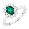 9ct White Gold Lab Grown 0.71ct Emerald and 0.36ct Diamond Cluster Ring