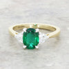9ct Gold Lab Grown Emerald and Diamond Three Stone Ring LGD173