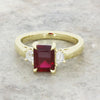 9ct Gold Lab Grown Ruby and Diamond Three Stone Ring LGD174