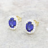 9ct Gold Lab Grown Sapphire and Diamond Cluster Stud Earrings LGD185