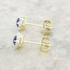 9ct Gold Lab Grown Sapphire and Diamond Halo Stud Earrings LGD186