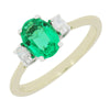 9ct Gold Lab Grown Emerald and Diamond Three Stone Ring LGD188