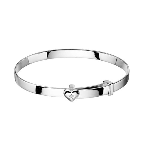 Little Star Giselle Diamond Heart Sterling Silver Baby Bangle LSB0007