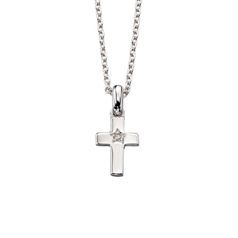 Little Star Grace Sterling Silver Diamond Cross Necklace LSN0011