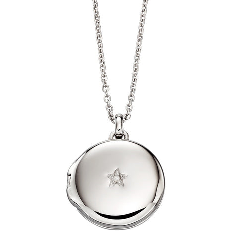 Little Star Adriana Sterling Silver Diamond Set Locket and Chain LSN0014