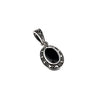London Vintage Sterling Silver Marcasite and Onyx Pendant