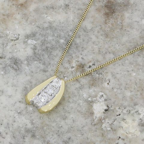 9ct Yellow Gold Diamond Pendant and Chain Necklace