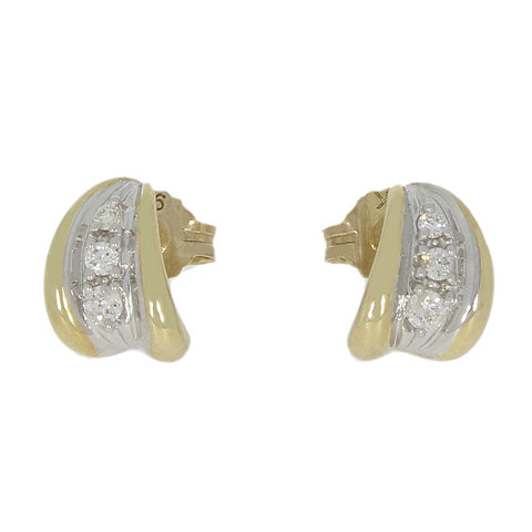 9ct Yellow Gold Diamond Stud Earrings