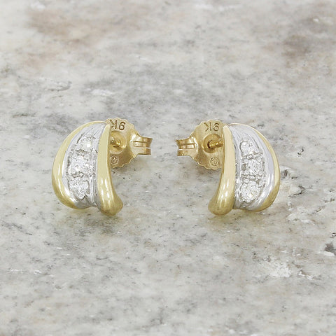 9ct Yellow Gold Diamond Stud Earrings